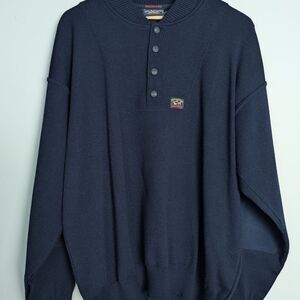Paul & Shark Wool bleand crew neck sweater 1/4 button front size large